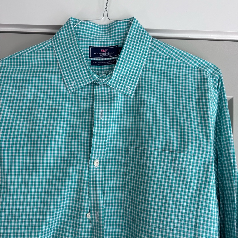 Vineyard Vines Men's Teal Checkered Shirt